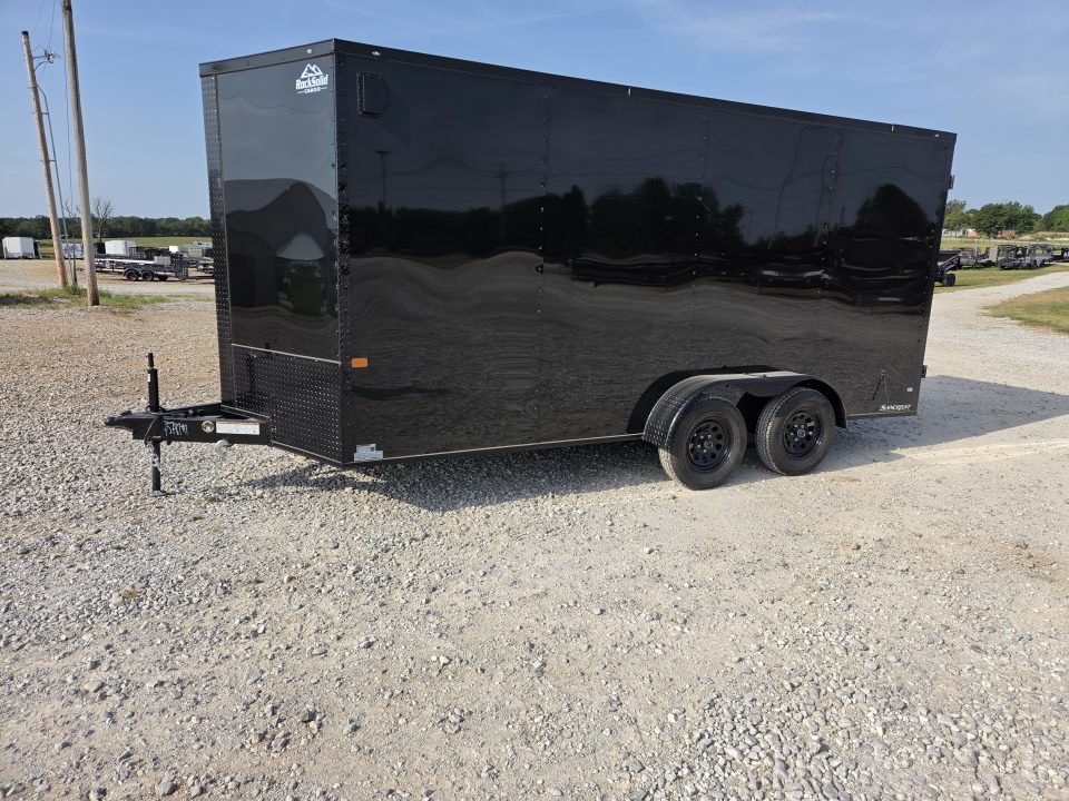 New 2027 Rock Solid 7X16 TANDEM 7K CARGO W/BLACKOUT TRIM 7' HEIGHT & BARN DOORS