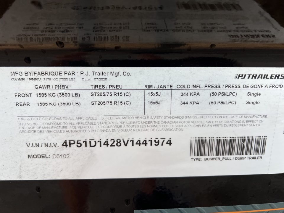 New 2027 PJ Trailers 10' D5 Dump Trailer