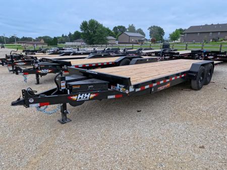 New 2027 H&H Trailers 82 x 24 Electric Speed Loader Car Hauler Tilt Trailer with 14K GVWR-Black