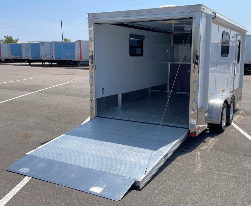 Used 2017 inTech 7.5' x 16' Aluminum Enclosed Motorcycle Trailer: Awning, 30 amp, Electric Jack
