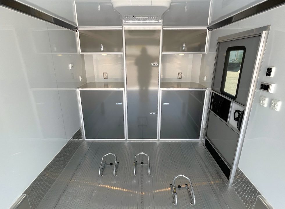 Used 2017 inTech 7.5' x 16' Aluminum Enclosed Motorcycle Trailer: Awning, 30 amp, Electric Jack