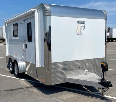 Used 2017 inTech 7.5' x 16' Aluminum Enclosed Motorcycle Trailer: Awning, 30 amp, Electric Jack