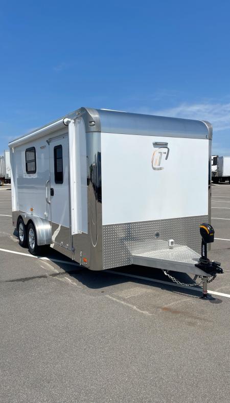 Used 2017 inTech 7.5' x 16' Aluminum Enclosed Motorcycle Trailer: Awning, 30 amp, Electric Jack