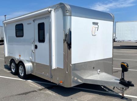 Used 2017 inTech 7.5' x 16' Aluminum Enclosed Motorcycle Trailer: Awning, 30 amp, Electric Jack