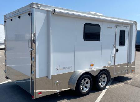 Used 2017 inTech 7.5' x 16' Aluminum Enclosed Motorcycle Trailer: Awning, 30 amp, Electric Jack