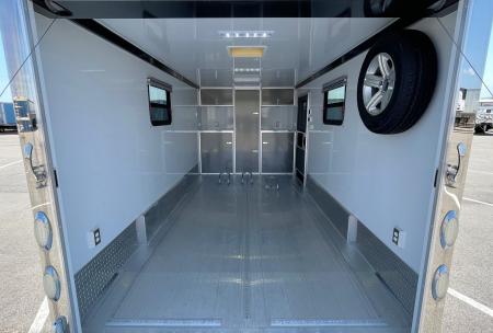 Used 2017 inTech 7.5' x 16' Aluminum Enclosed Motorcycle Trailer: Awning, 30 amp, Electric Jack