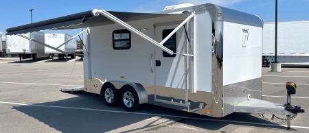 Used 2017 inTech 7.5' x 16' Aluminum Enclosed Motorcycle Trailer: Awning, 30 amp, Electric Jack