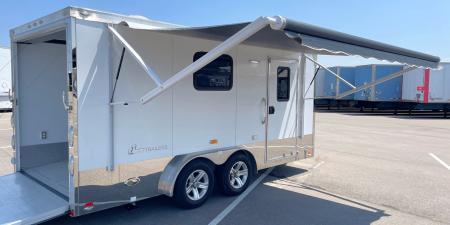 Used 2017 inTech 7.5' x 16' Aluminum Enclosed Motorcycle Trailer: Awning, 30 amp, Electric Jack