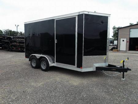 New 2027 Covered Wagon Trailers 7x12 Cargo Trailer / Enclosed Trailer / 6'6  Interior / Extra Wide Ramp / 36  RV Door / LEDs / .080 Black Semi-Screwless