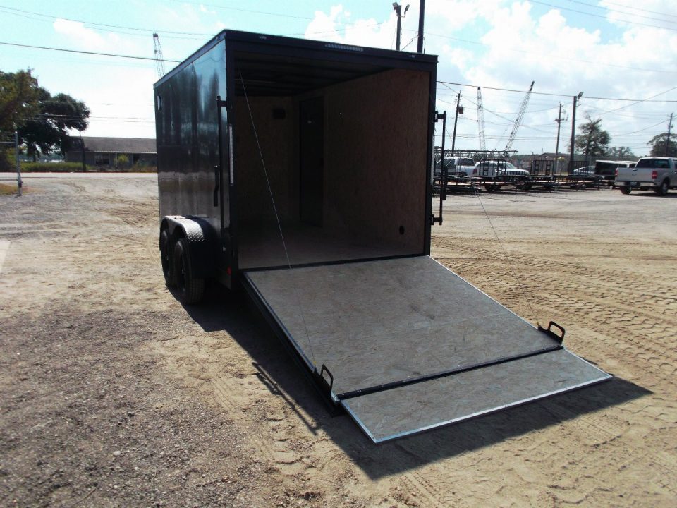 New 2027 Covered Wagon Trailers 7x12 Cargo Trailer / Enclosed Trailer / Motorcycle Trailer / 6'6" Interior / Extra Wide Ramp / RV Side Door / .080 Charcoal Gray Semi-Screwless Exterior / Black Out Package
