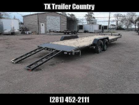 New 2027 J&C Trailers 83X24 7K Car Hauler / Racing Trailer / Flatbed Trailer / 3500# Axles / Dovetail / LEDs / 5ft Stow Away Ramps