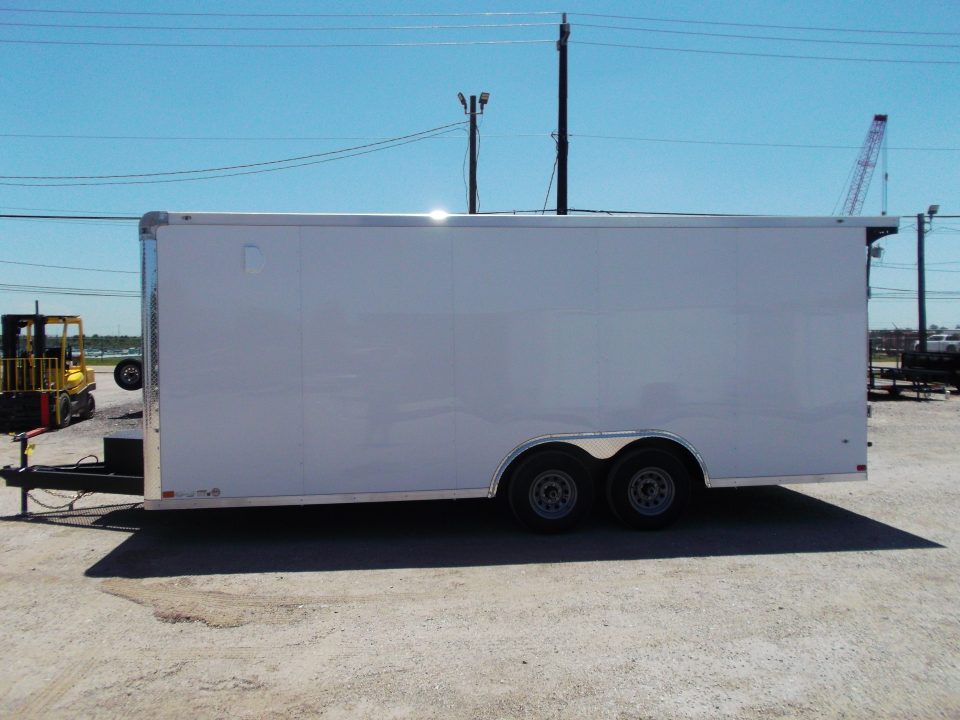 New 2027 Covered Wagon Trailers 8.5x20 Cargo / Enclosed / Landscape Trailer / 7ft Int Height / Extra Wide Jack Knife Ramp / 5200# Axles / .080 White / 48" RV Door / 60" Triple Tube Tongue / Treated Wood Floor and Ramp / Landscape Package