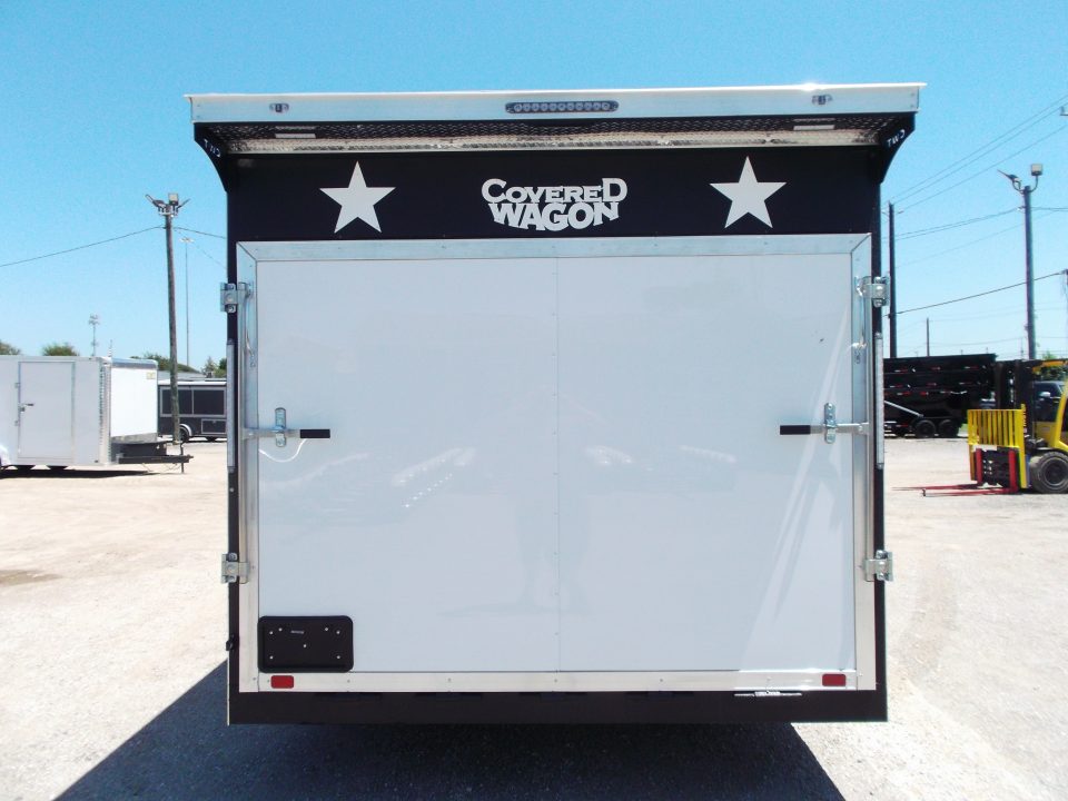 New 2027 Covered Wagon Trailers 8.5x20 Cargo / Enclosed / Landscape Trailer / 7ft Int Height / Extra Wide Jack Knife Ramp / 5200# Axles / .080 White / 48" RV Door / 60" Triple Tube Tongue / Treated Wood Floor and Ramp / Landscape Package