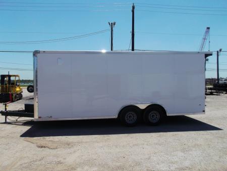 New 2027 Covered Wagon Trailers 8.5x20 Cargo / Enclosed / Landscape Trailer / 7ft Int Height / Extra Wide Jack Knife Ramp / 5200# Axles / .080 White / 48" RV Door / 60" Triple Tube Tongue / Treated Wood Floor and Ramp / Landscape Package