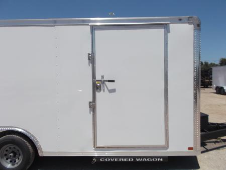 New 2027 Covered Wagon Trailers 8.5x20 Cargo / Enclosed / Landscape Trailer / 7ft Int Height / Extra Wide Jack Knife Ramp / 5200# Axles / .080 White / 48" RV Door / 60" Triple Tube Tongue / Treated Wood Floor and Ramp / Landscape Package