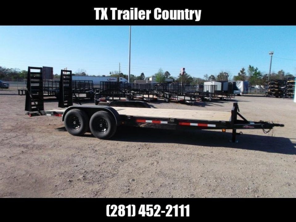 New 2027 J&C Trailers 83x20 Heavy Duty 14K Car Hauler / Equipment Trailer / Flat Deck / 7000# Axles / 10K Jack / 2ft Dovetail / 5ft HD Stand Up Ramps