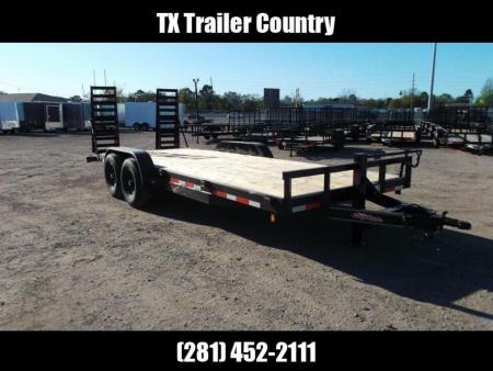 New 2027 J&C Trailers 83x20 Heavy Duty 14K Car Hauler / Equipment Trailer / Flat Deck / 7000# Axles / 10K Jack / 2ft Dovetail / 5ft HD Stand Up Ramps
