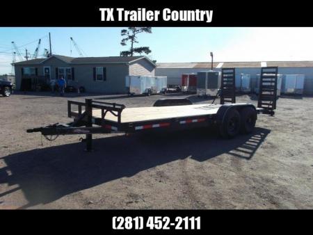 New 2027 J&C Trailers 83x20 Heavy Duty 14K Car Hauler / Equipment Trailer / Flat Deck / 7000# Axles / 10K Jack / 2ft Dovetail / 5ft HD Stand Up Ramps