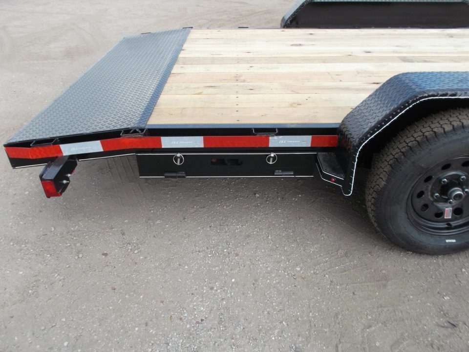 New 2027 J&C Trailers 83x18 7K Car Hauler / Racing Trailer / 2ft Steel Dovetail / 5ft Stow Away Ramps / Electric Brakes / LED Lights / Winch Plate