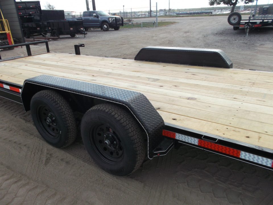 New 2027 J&C Trailers 83x18 7K Car Hauler / Racing Trailer / 2ft Steel Dovetail / 5ft Stow Away Ramps / Electric Brakes / LED Lights / Winch Plate