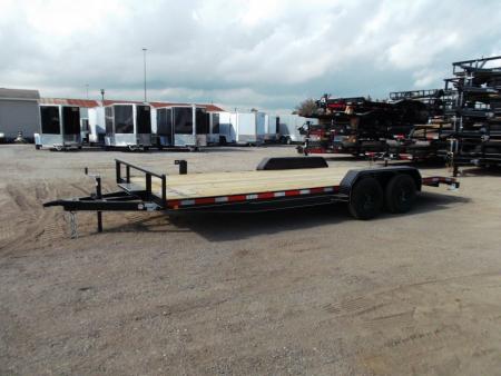 New 2027 J&C Trailers 83x18 7K Car Hauler / Racing Trailer / 2ft Steel Dovetail / 5ft Stow Away Ramps / Electric Brakes / LED Lights / Winch Plate
