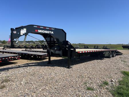 New 2027 Midsota 36' Gooseneck Hydraulic Tail Flatbed Trailer