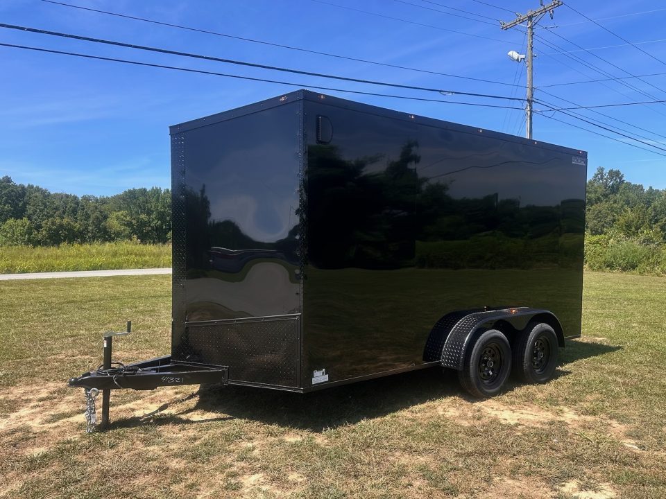 New 2027 7X14 Enclosed Trailer-3500LB Tandem Axle-7ft Interior-Black Poly-Blackout