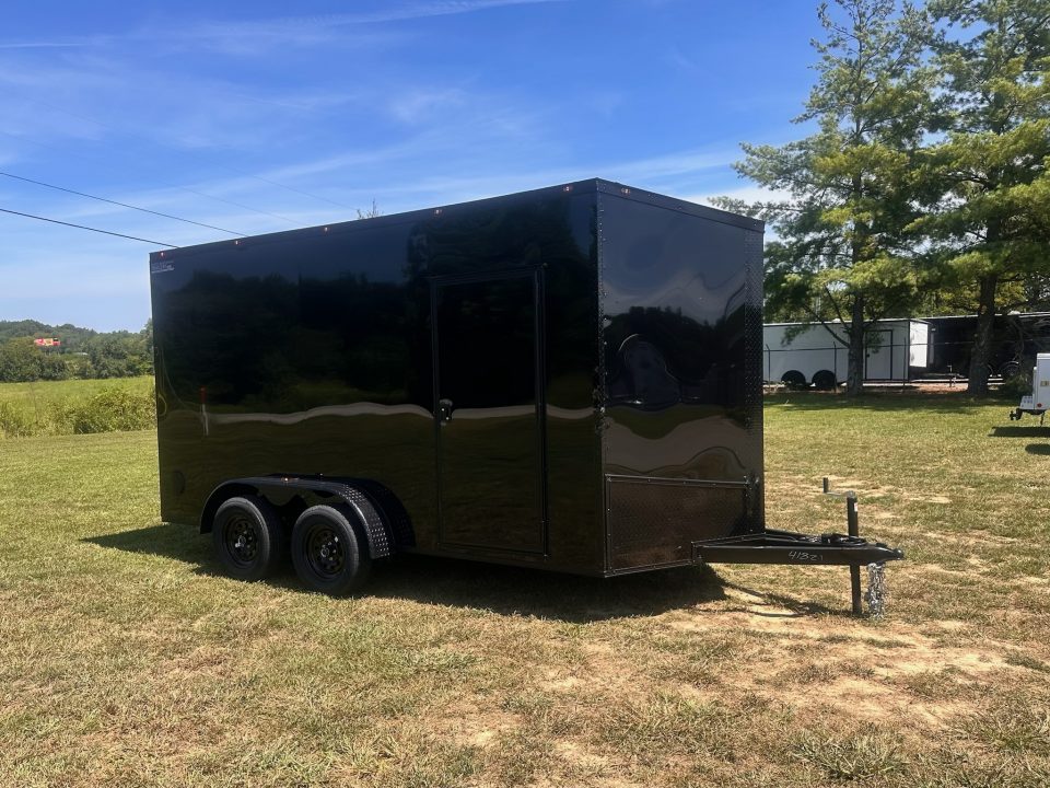 New 2027 7X14 Enclosed Trailer-3500LB Tandem Axle-7ft Interior-Black Poly-Blackout