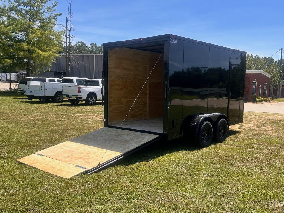 New 2027 7X14 Enclosed Trailer-3500LB Tandem Axle-7ft Interior-Black Poly-Blackout