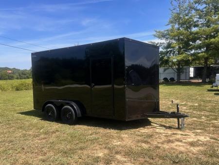 New 2027 7X14 Enclosed Trailer-3500LB Tandem Axle-7ft Interior-Black Poly-Blackout
