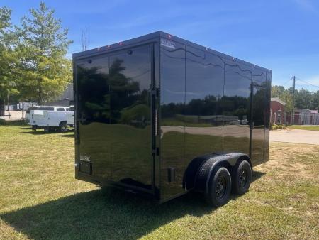 New 2027 7X14 Enclosed Trailer-3500LB Tandem Axle-7ft Interior-Black Poly-Blackout