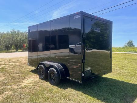 New 2027 7X14 Enclosed Trailer-3500LB Tandem Axle-7ft Interior-Black Poly-Blackout