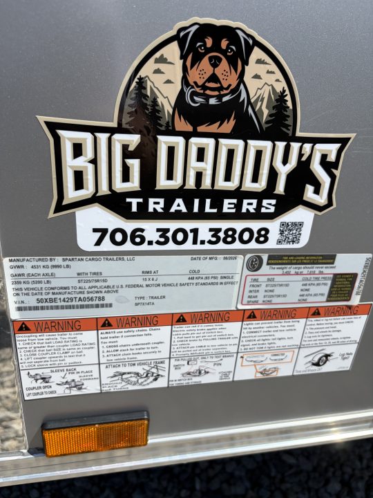 New 2027 Spartan 7X14 Enclosed Trailer, Pro-Series, 10K GVWR , Polycor, Stabledeck, 7' Interior, 1 Piece Aluminum Roof