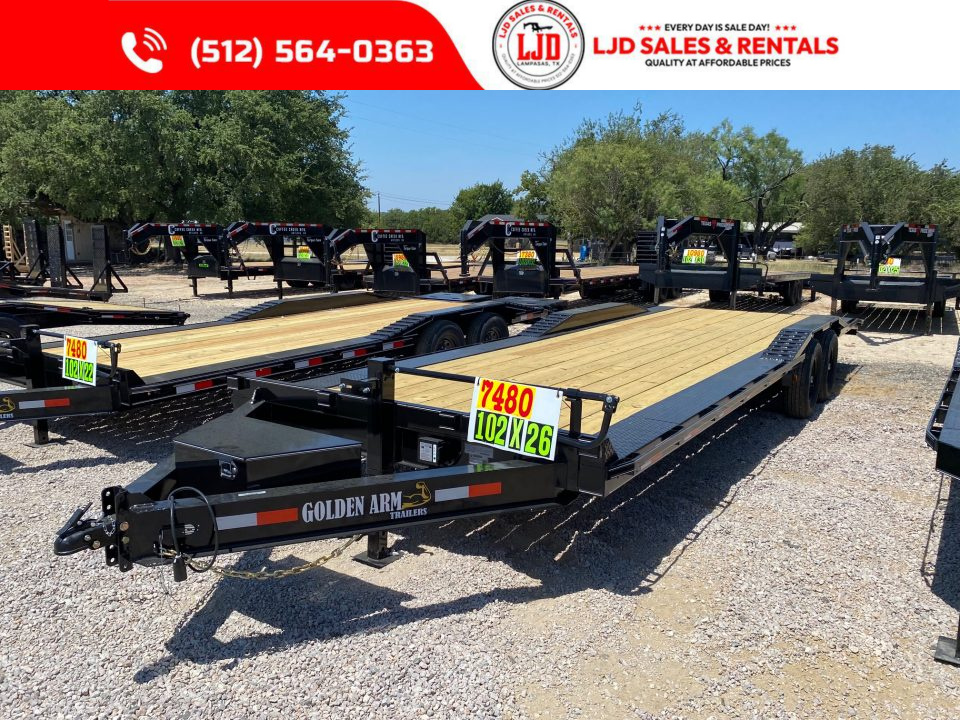 New 2026 Golden Arm - 102" x 26' Drive over fender Equipment Trailer