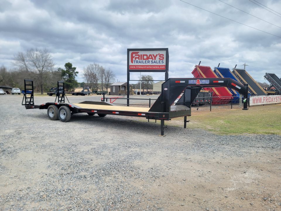 New 2026 Double A 28' X 102" Drive Over Fender Gooseneck w/ Stand-Up Ramps Equipment Trailer