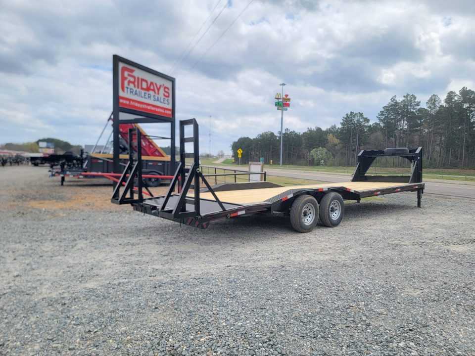 New 2026 Double A 28' X 102" Drive Over Fender Gooseneck w/ Stand-Up Ramps Equipment Trailer