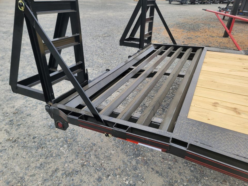 New 2026 Double A 28' X 102" Drive Over Fender Gooseneck w/ Stand-Up Ramps Equipment Trailer