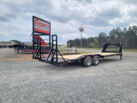 New 2026 Double A 28' X 102" Drive Over Fender Gooseneck w/ Stand-Up Ramps Equipment Trailer