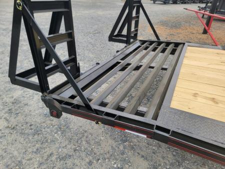 New 2026 Double A 28' X 102" Drive Over Fender Gooseneck w/ Stand-Up Ramps Equipment Trailer