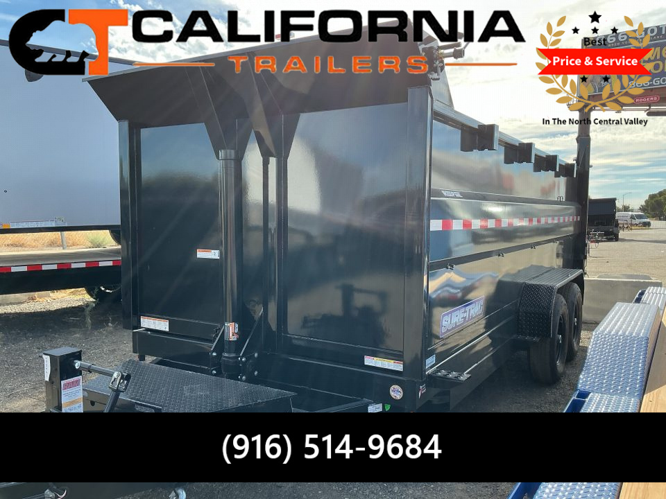 New 2026 Sure-Trac 7x16 HD Low profile 4ft Side Telescopic Dump 14K Dump Trailer