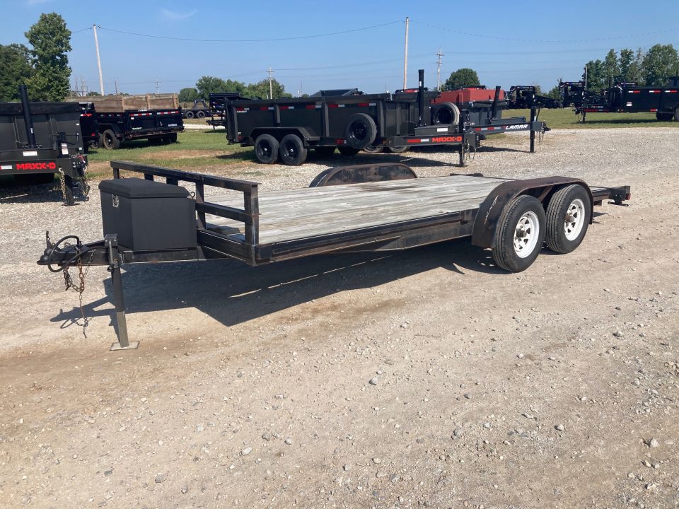 Used 2003 Branson 83X18 TANDEM 7K CARHAULER W/ 2' STEEL DOVE, SLIDE IN RAMP & TONGUE MOUNT TOOLBOX Car Hauler