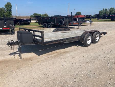 Used 2003 Branson 83X18 TANDEM 7K CARHAULER W/ 2' STEEL DOVE, SLIDE IN RAMP & TONGUE MOUNT TOOLBOX Car Hauler