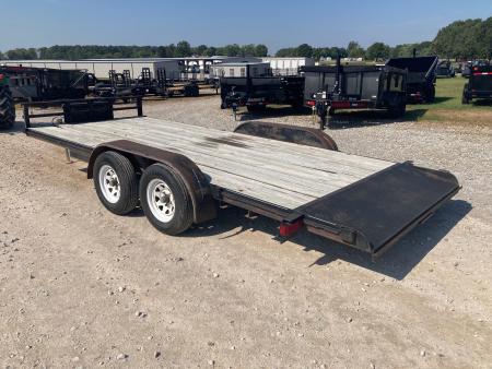 Used 2003 Branson 83X18 TANDEM 7K CARHAULER W/ 2' STEEL DOVE, SLIDE IN RAMP & TONGUE MOUNT TOOLBOX Car Hauler