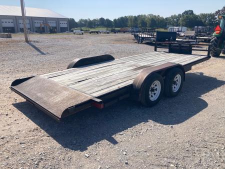 Used 2003 Branson 83X18 TANDEM 7K CARHAULER W/ 2' STEEL DOVE, SLIDE IN RAMP & TONGUE MOUNT TOOLBOX Car Hauler