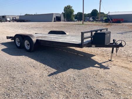 Used 2003 Branson 83X18 TANDEM 7K CARHAULER W/ 2' STEEL DOVE, SLIDE IN RAMP & TONGUE MOUNT TOOLBOX Car Hauler