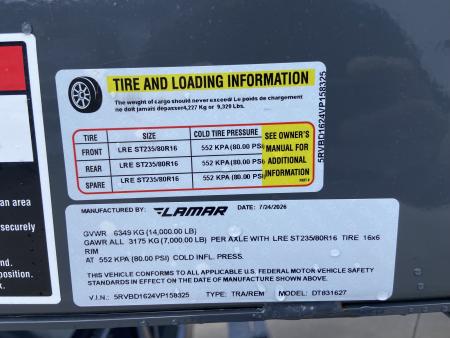New Lamar Dump Trailer 83" X 16' 14K