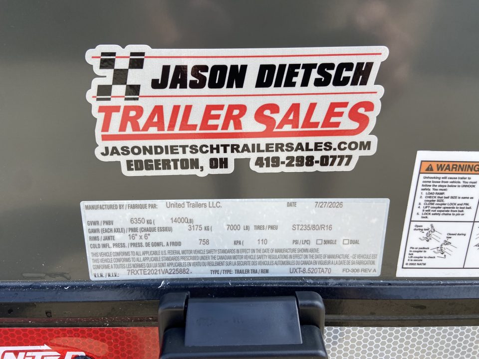 New United Trailers UXT-8.5X20 Contractor
