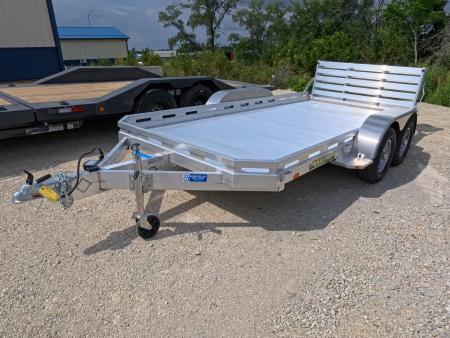 New 2027 Aluma 78  x 14' Slotted TA Aluminum Utility Trailer with 7K GVWR,& Bi-Fold Tailgate