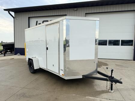 New 2026 Cross White 6'x12' 3k Alpha Flat Top V-Nose Enclosed Cargo Trailer