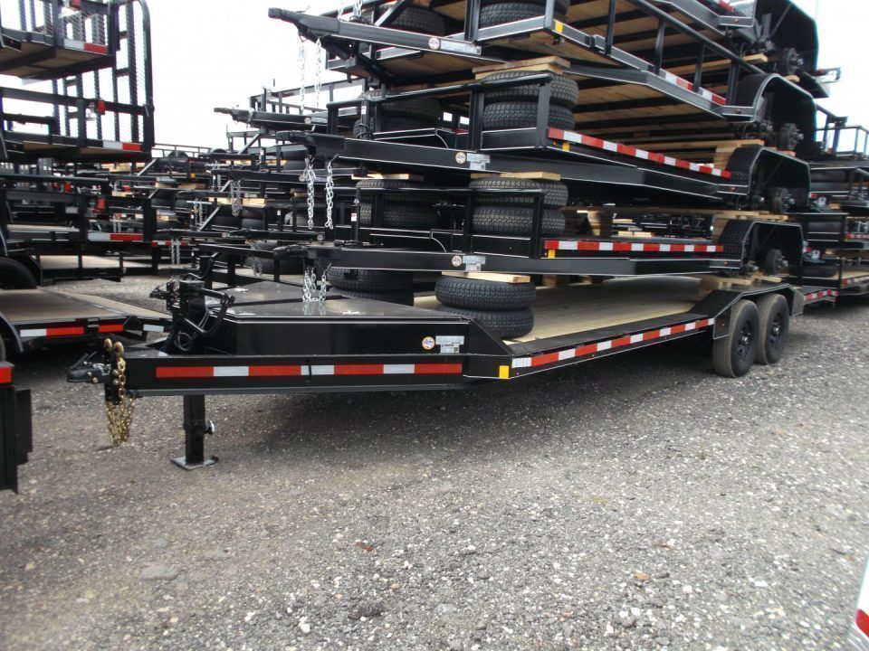 New 2027 J&C Trailers 102x24 12K Car Hauler / Equipment Hauler / 6K Axles / Drive Over Fenders / C-Channel Stow Away Ramps